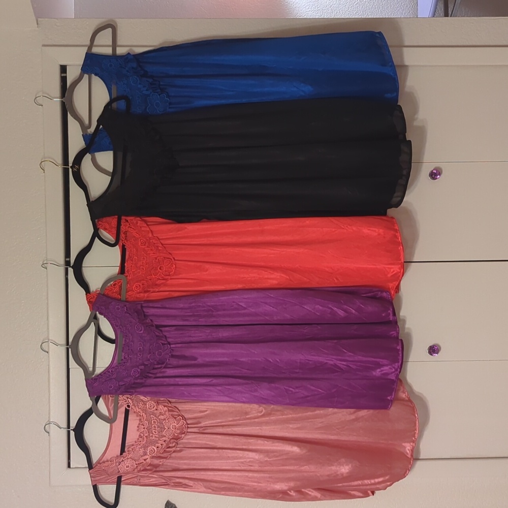 Set Of Five Colorful Sleeveless Nightgowns Never Worn